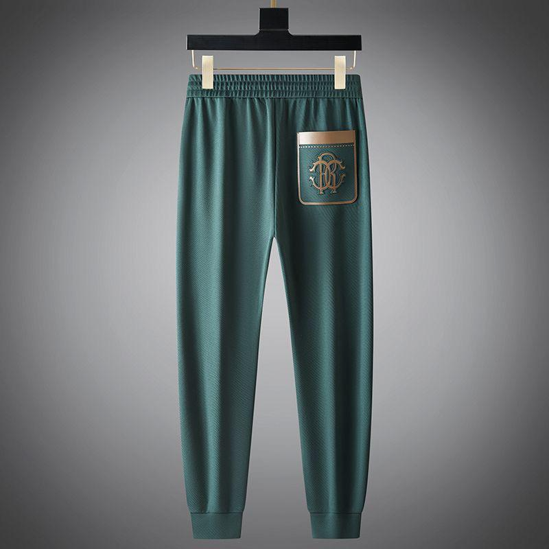 Men’s Luxury Embroidered Jogger Pants – Slim Fit Casual Track Pants with Pockets (Green, White, Black, Beige, Off-White)