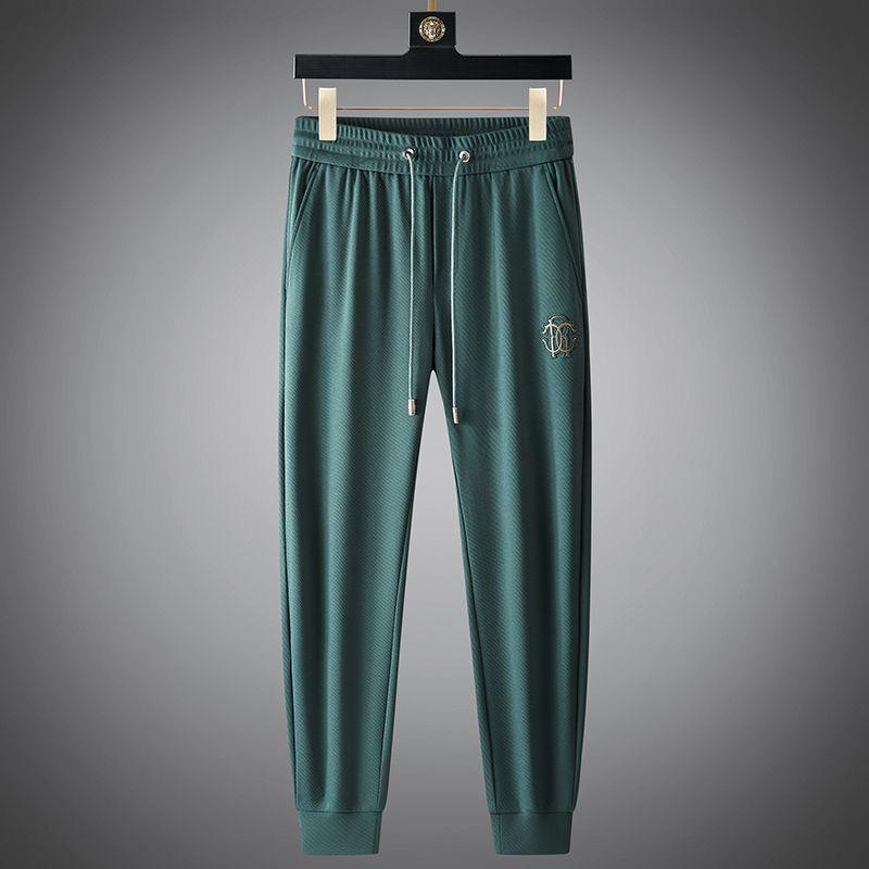 Men’s Luxury Embroidered Jogger Pants – Slim Fit Casual Track Pants with Pockets (Green, White, Black, Beige, Off-White)
