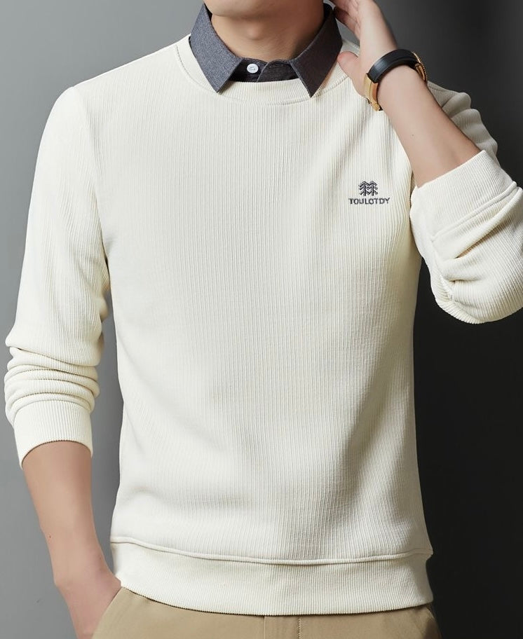 Men’s Classic Knitted Sweatshirt with Collar Detail | Astroflik Premium Casual Wear