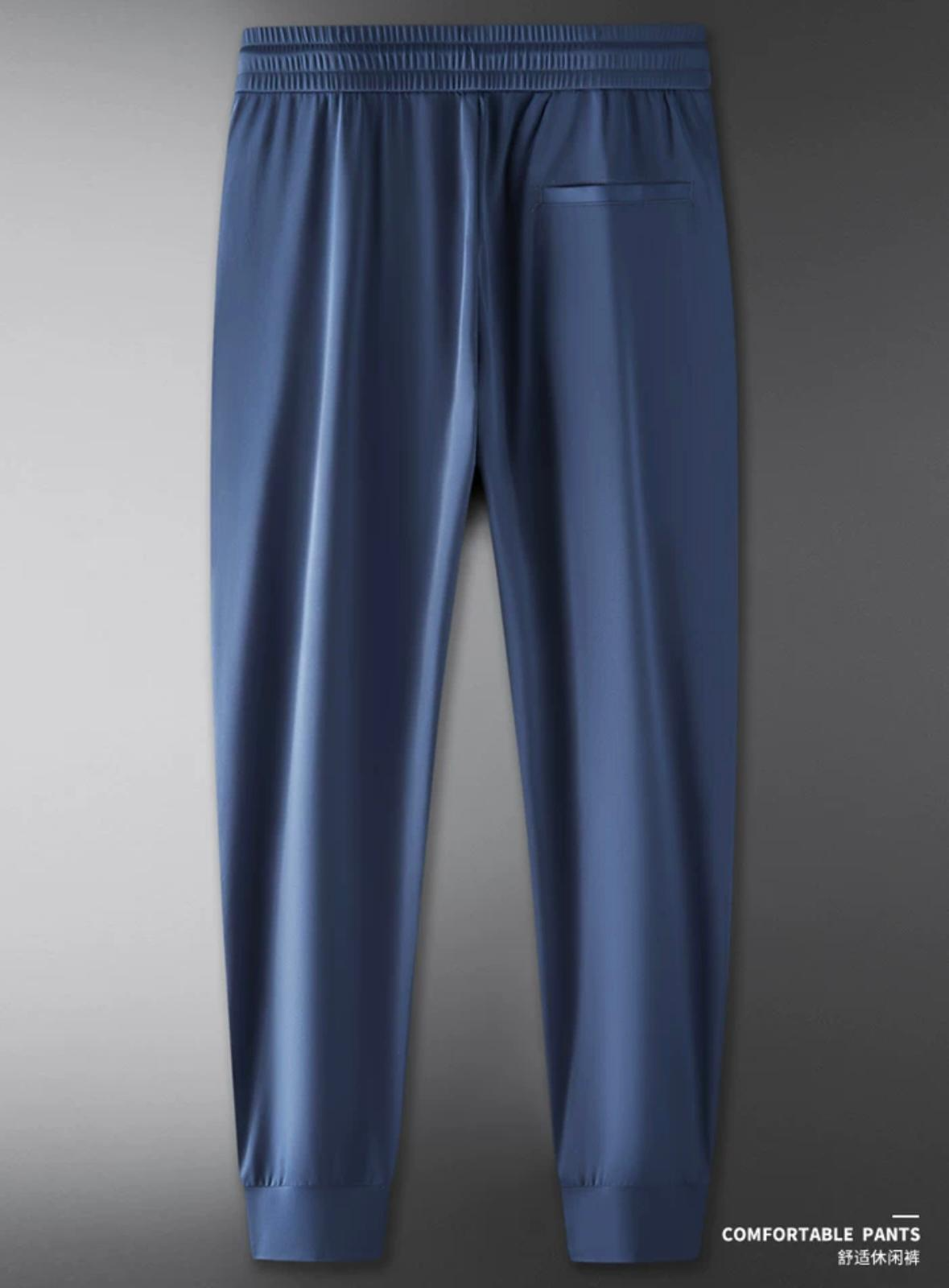 Men’s Slim Fit Jogger Pants – Lightweight Casual Track Pants with Pockets (Blue & Beige)