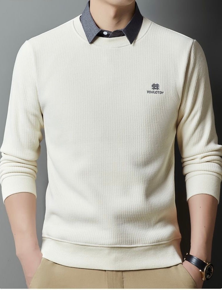 Men’s Classic Knitted Sweatshirt with Collar Detail | Astroflik Premium Casual Wear
