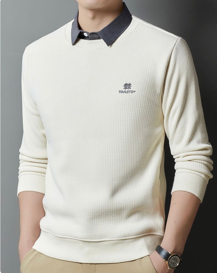 Men’s Classic Knitted Sweatshirt with Collar Detail | Astroflik Premium Casual Wear