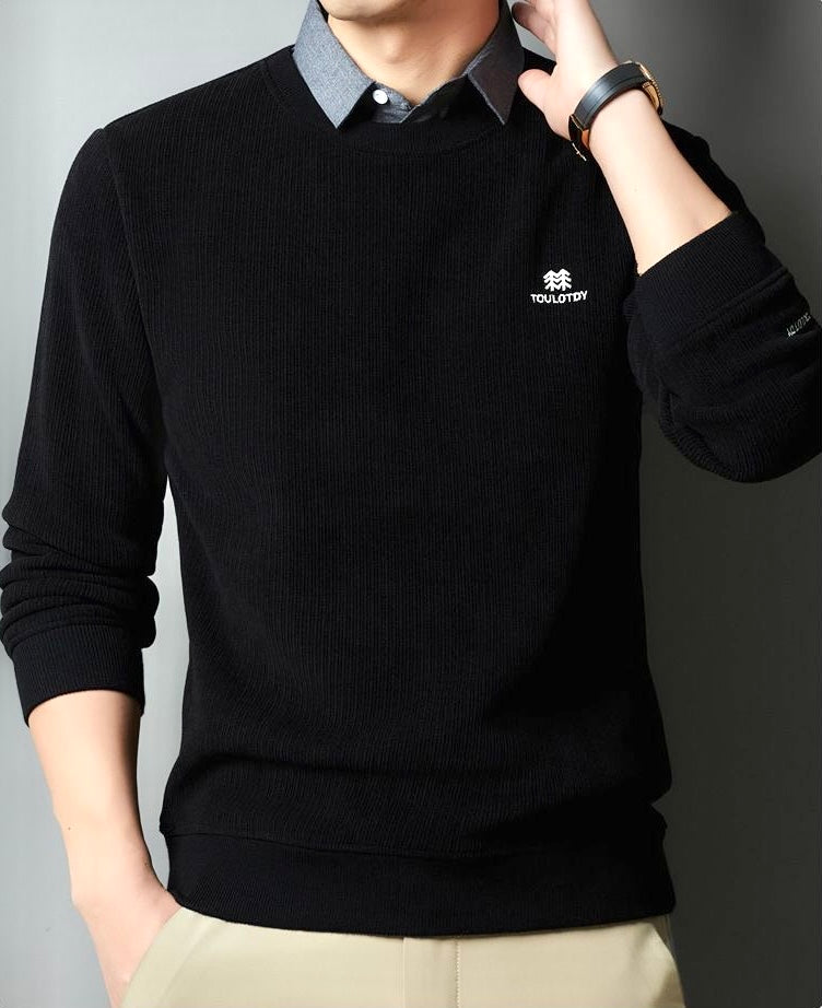 Men’s Classic Knitted Sweatshirt with Collar Detail | Astroflik Premium Casual Wear