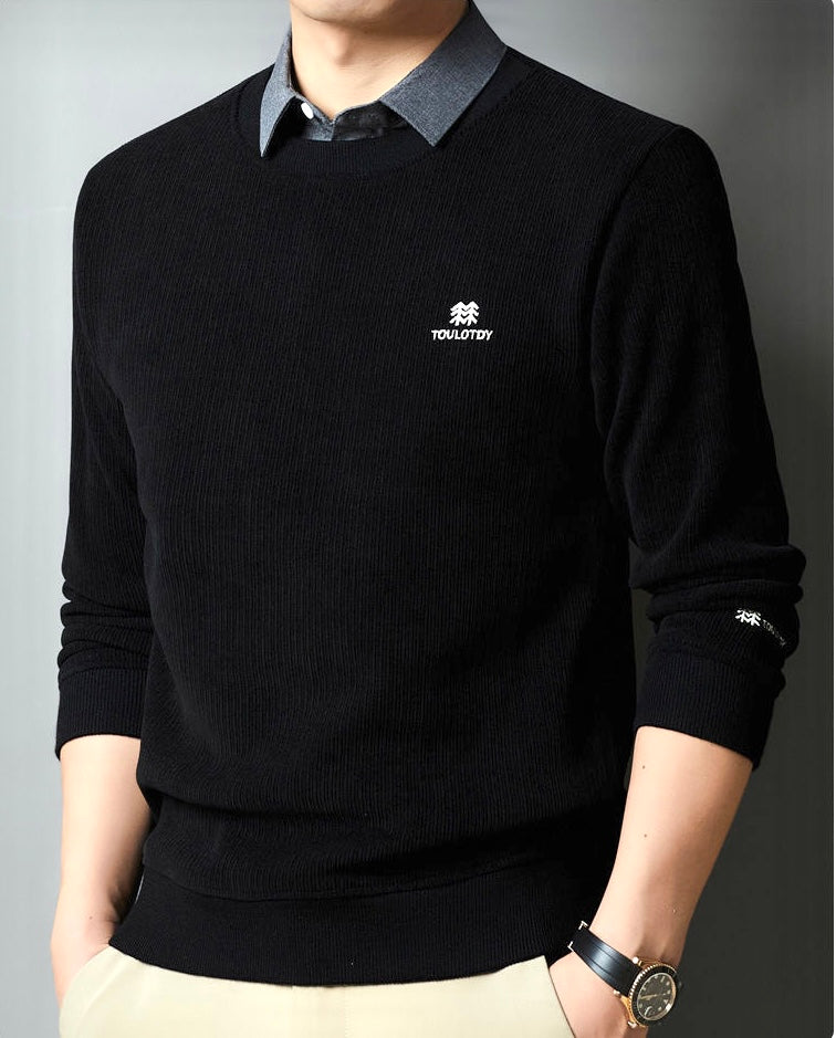 Men’s Classic Knitted Sweatshirt with Collar Detail | Astroflik Premium Casual Wear