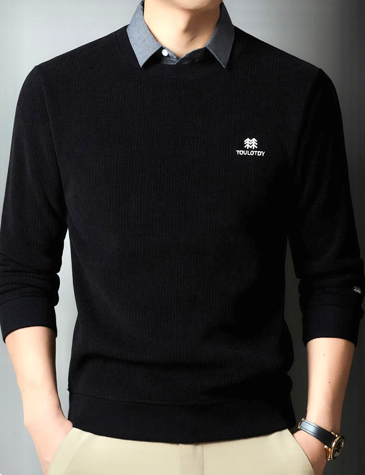 Men’s Classic Knitted Sweatshirt with Collar Detail | Astroflik Premium Casual Wear