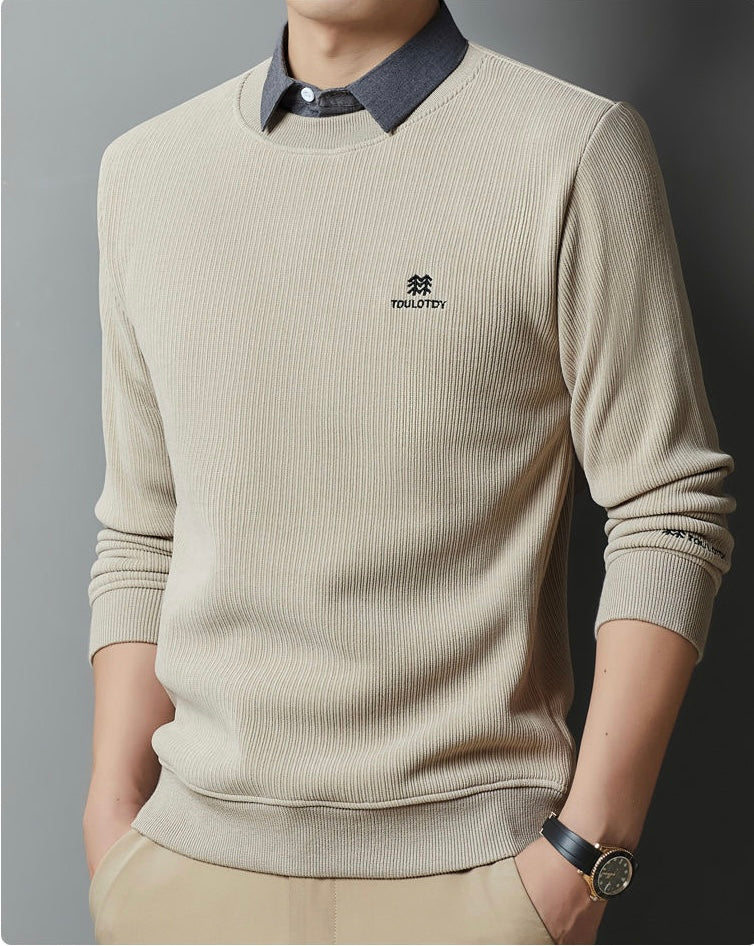 Men’s Classic Knitted Sweatshirt with Collar Detail | Astroflik Premium Casual Wear