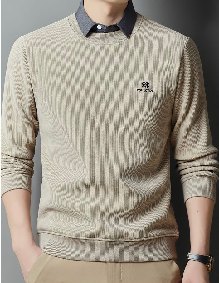 Men’s Classic Knitted Sweatshirt with Collar Detail | Astroflik Premium Casual Wear