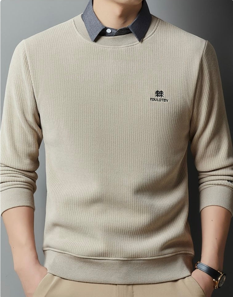 Men’s Classic Knitted Sweatshirt with Collar Detail | Astroflik Premium Casual Wear