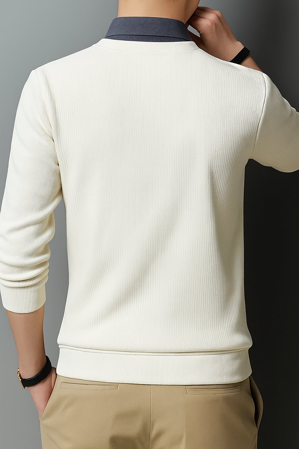 Men’s Classic Knitted Sweatshirt with Collar Detail | Astroflik Premium Casual Wear