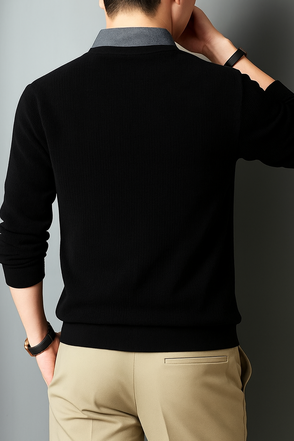 Men’s Classic Knitted Sweatshirt with Collar Detail | Astroflik Premium Casual Wear