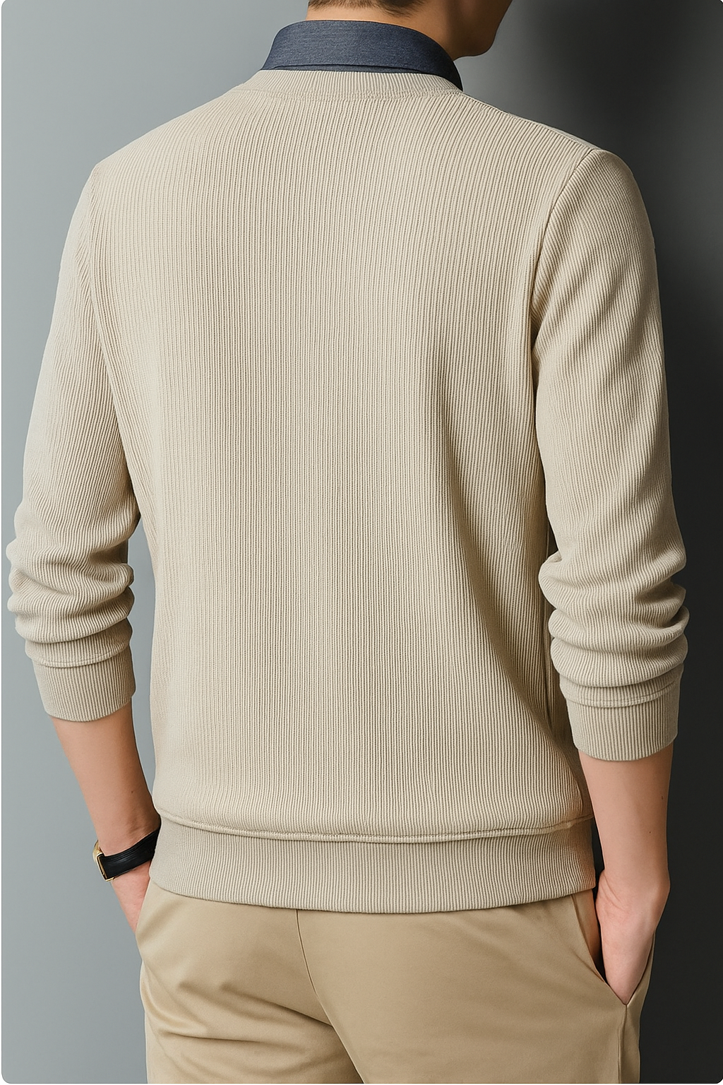 Men’s Classic Knitted Sweatshirt with Collar Detail | Astroflik Premium Casual Wear