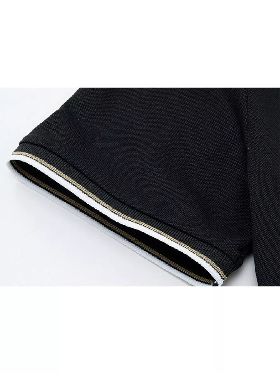 Men’s Polo T-Shirt with White & Tan Collar Trim