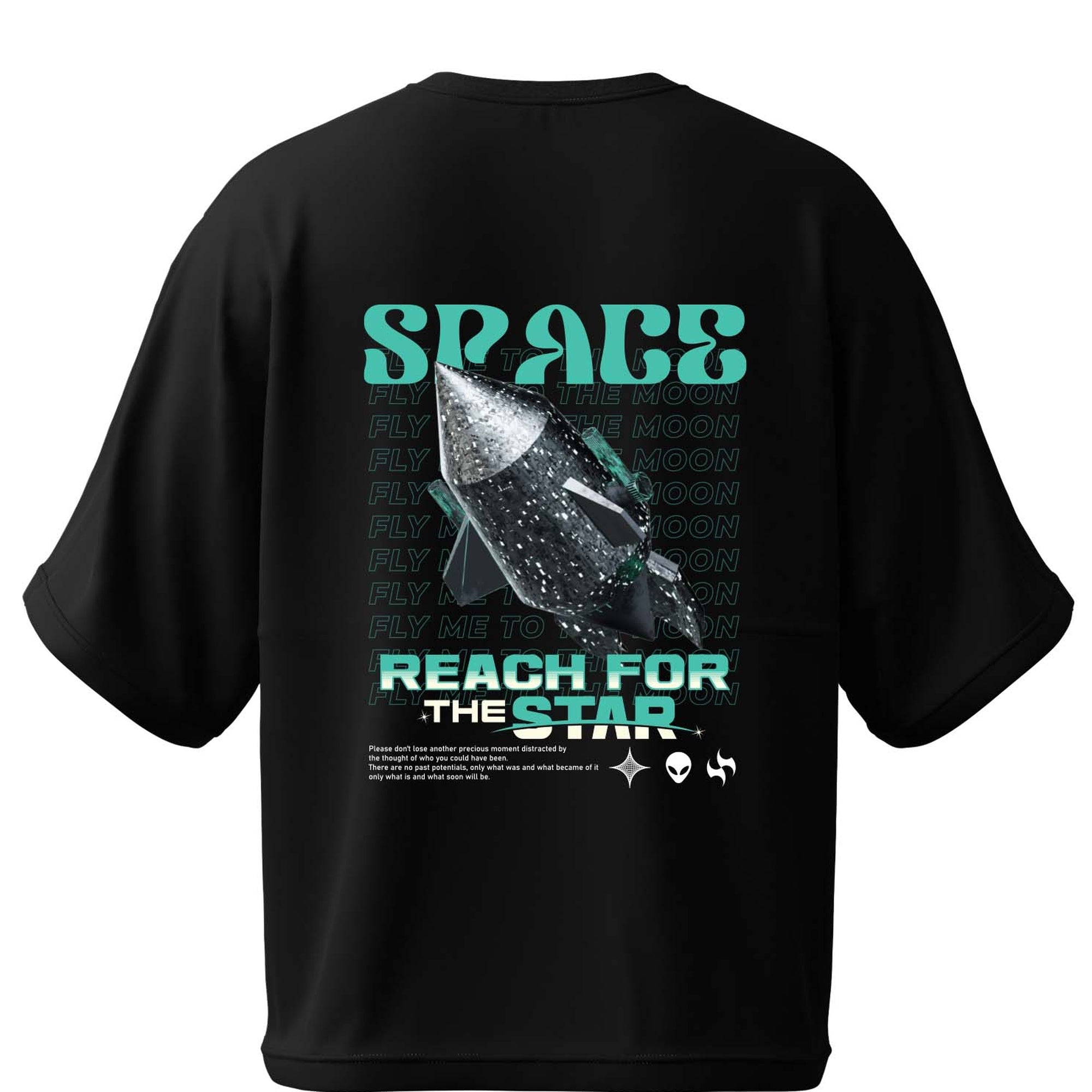 Space Explorer Tee: Cosmic Black with Rocket Artwork