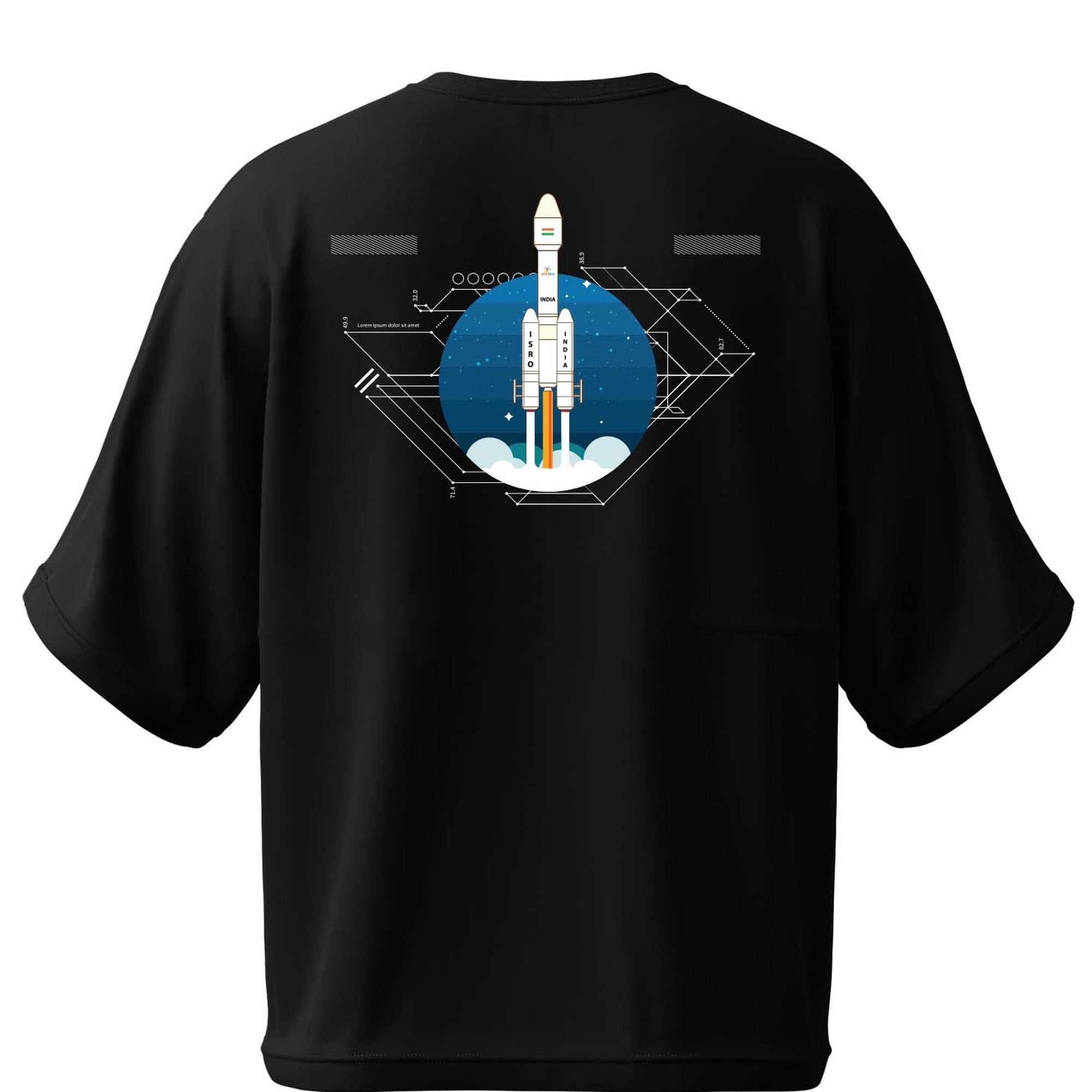Oversized Rocket Launch Graphic T-Shirt – Space-Inspired Design