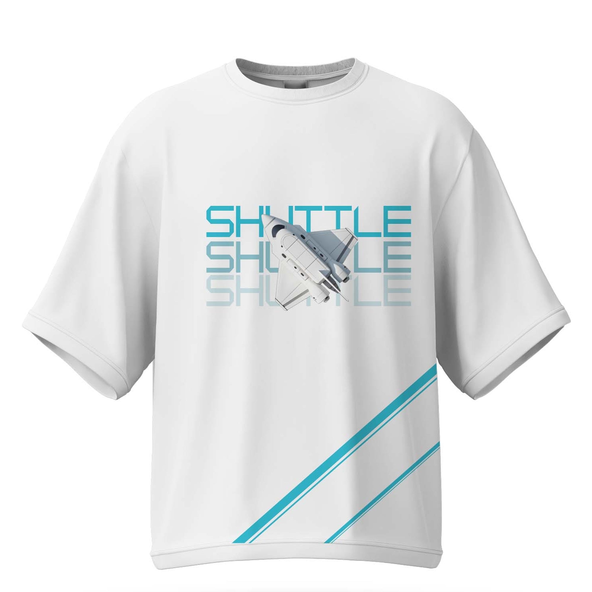 Space Shuttle Graphic Oversized T-Shirt - Bold Astronautic Design
