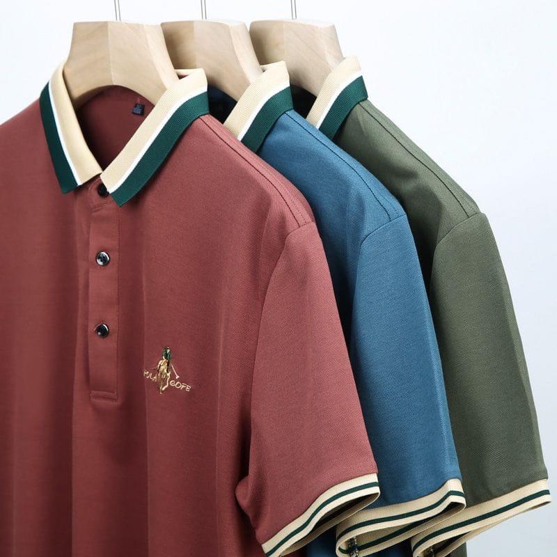 Premium Olive Polo T-Shirt with Contrast Collar & Embroidered Logo