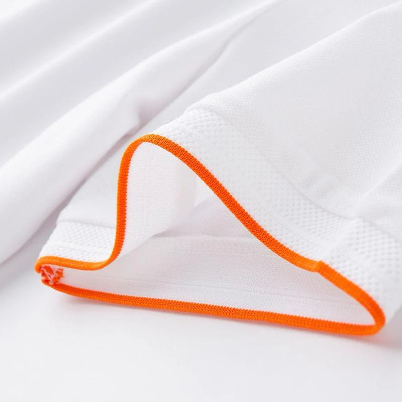 Men’s Half-Zip Polo T-Shirt with Orange Piping & Logo Detail