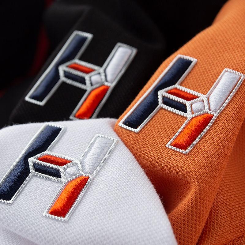 Men’s Half-Zip Polo T-Shirt with Orange Piping & Logo Detail