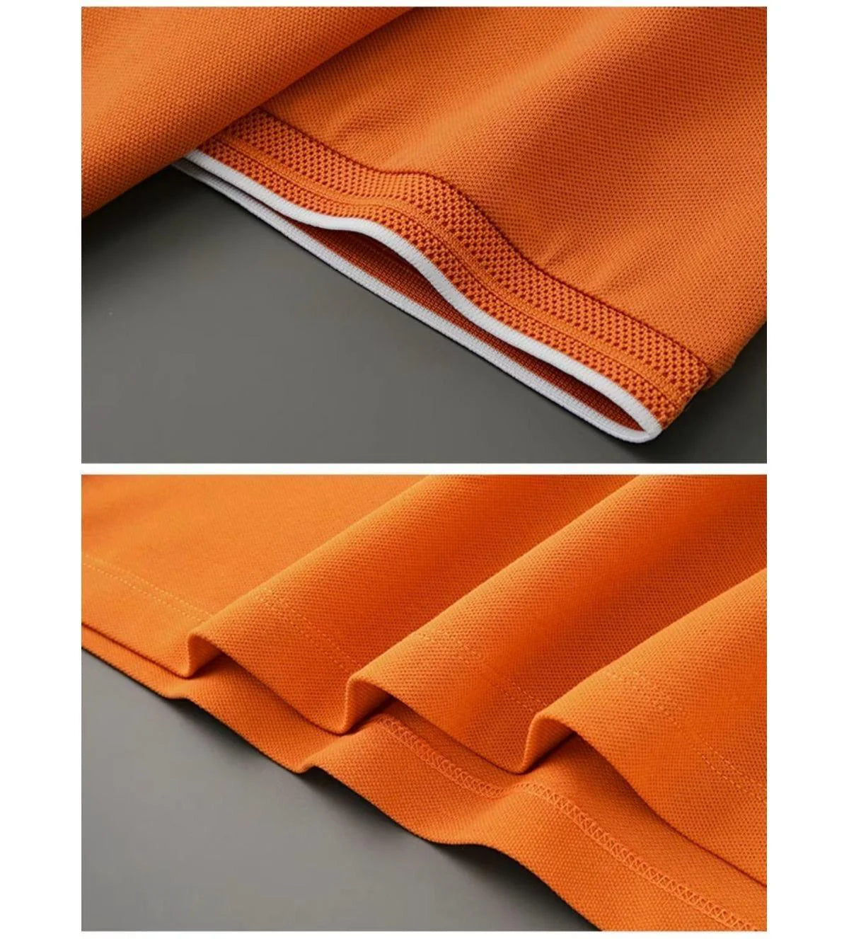 Men’s Half-Zip Polo T-Shirt with Orange Piping & Logo Detail