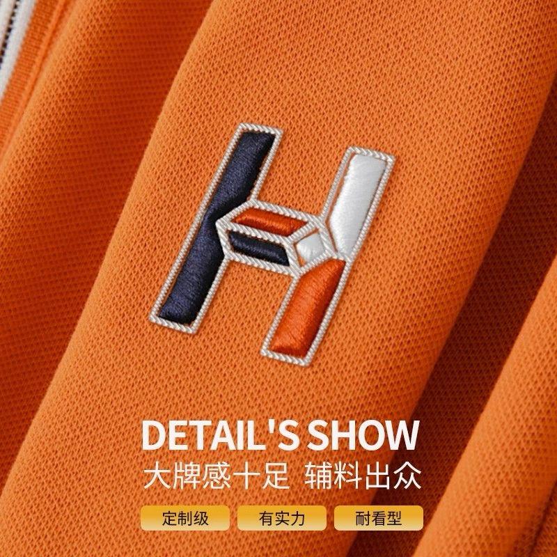 Men’s Half-Zip Polo T-Shirt with Orange Piping & Logo Detail