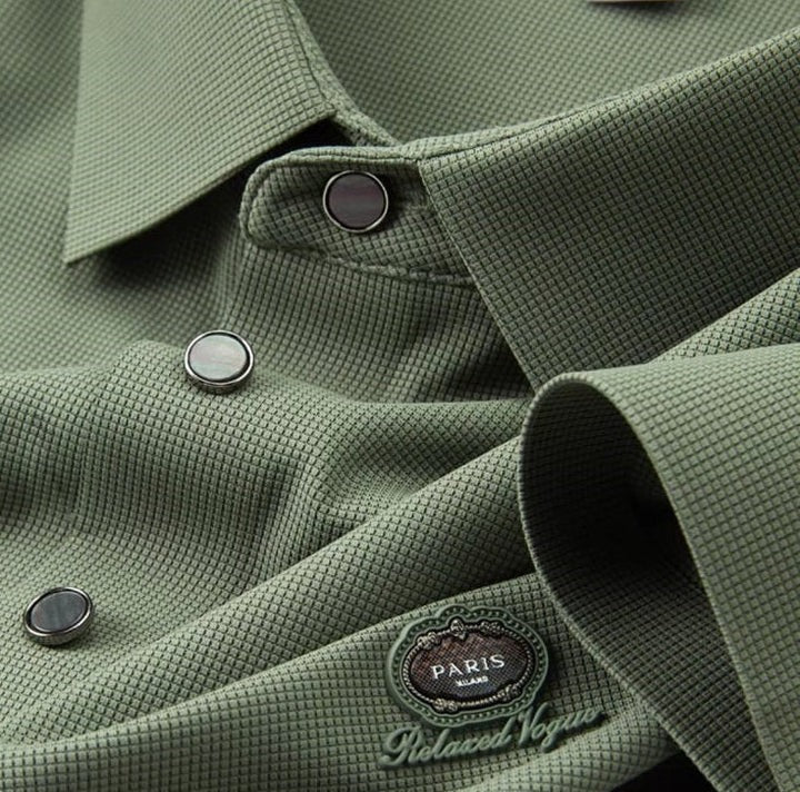 Men’s Premium Buttoned Polo T-Shirt – White & Olive Green | Astroflik